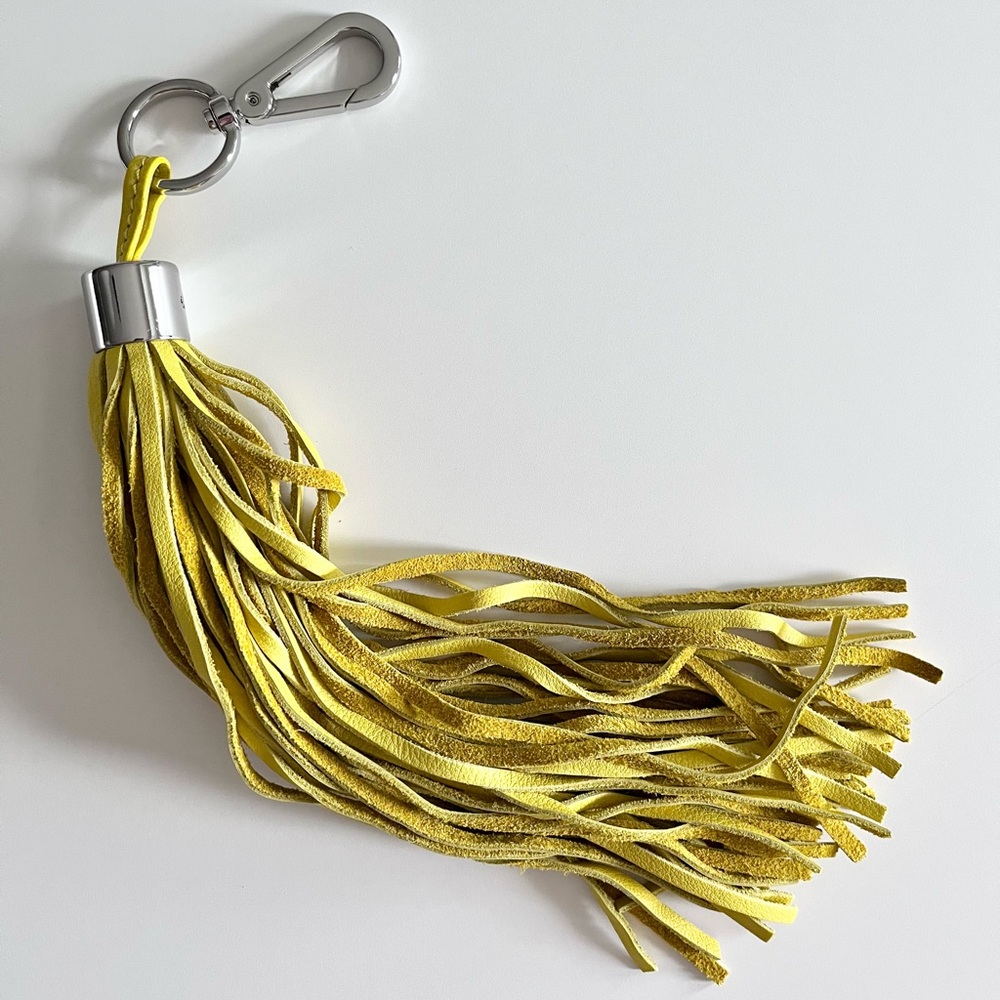 Yellow Leather Bag Tassel, never used